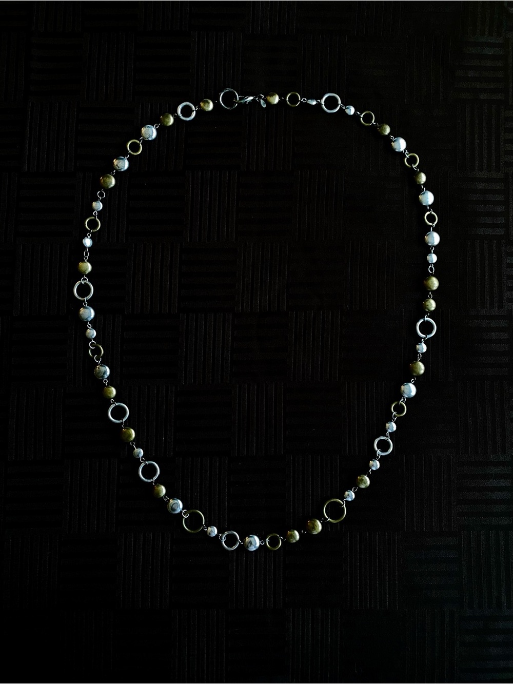Premier Designs Silver-Tone + Tarnished Bronze Coin Pearl + Open Circle Necklace